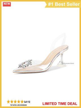 Rhinestone Clear Heels Slingback Pointed Toe Wedding High Heel Sandals